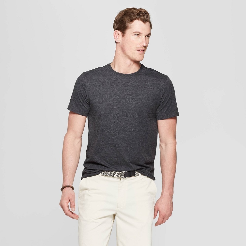 Goodfellow & Co Mens Every Wear T-Shirt Dark Gray Heather Crewneck Size M NWT